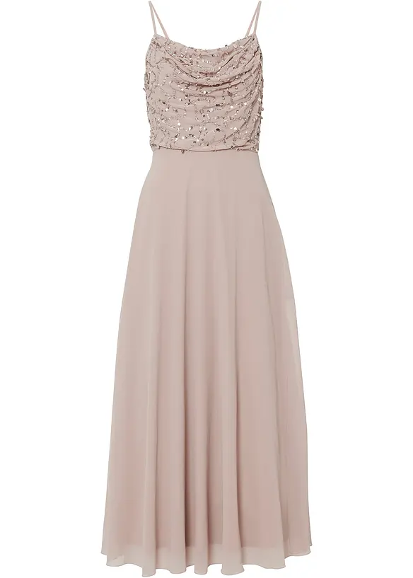 Šaty na ramínka, s výšivkou s flitry, bonprix