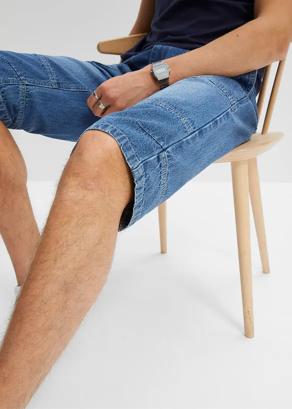 Lehké dlouhé džínové bermudy bez zapínání, Relaxed Fit, bonprix