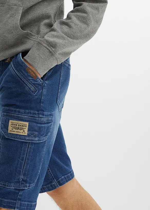 Strečové džínové cargo bermudy, Regular Fit, bonprix