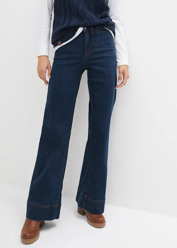 Pohodlné strečové džíny Wide Leg, Mid Waist, bonprix