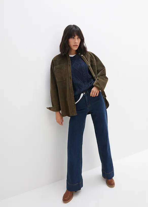 Pohodlné strečové džíny Wide Leg, Mid Waist, bonprix