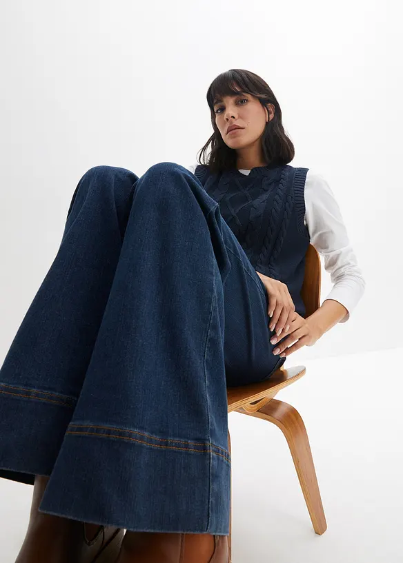 Pohodlné strečové džíny Wide Leg, Mid Waist, bonprix