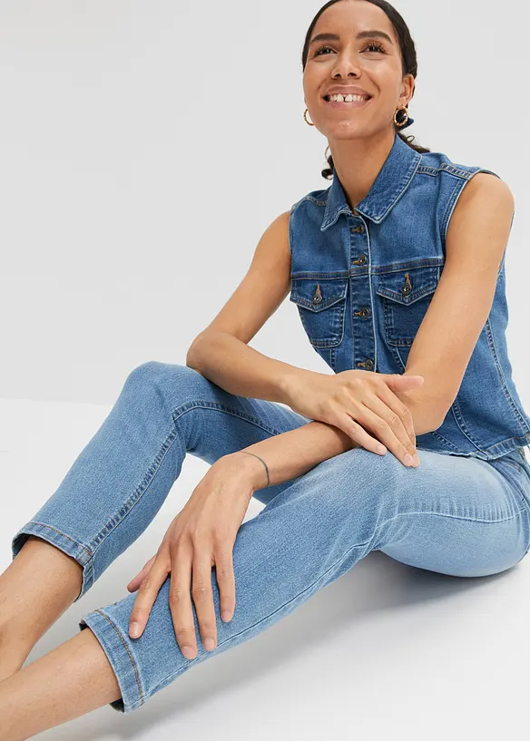 Cropped džíny Slim Fit Mid Waist, bonprix
