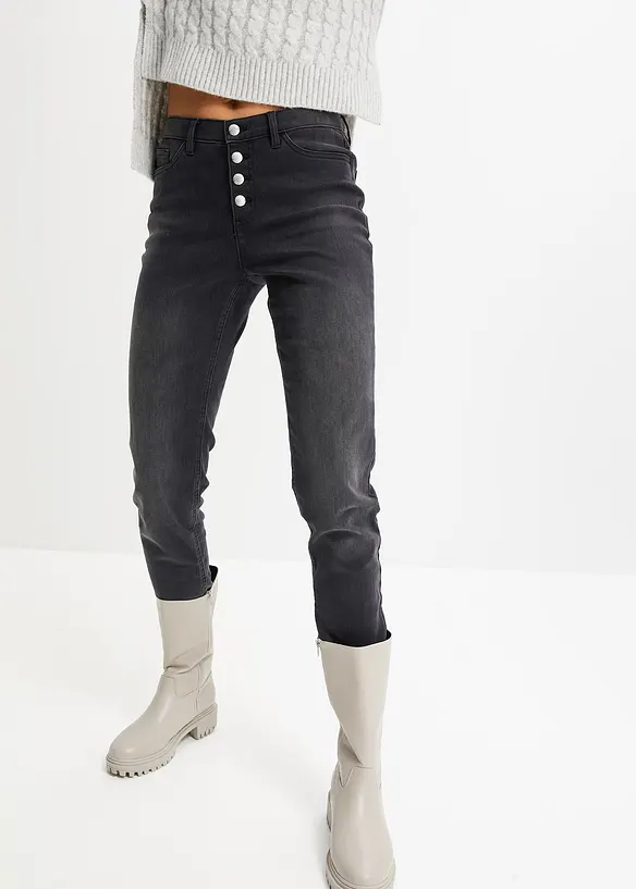 Termo džíny s hebkou vnitřní stranou, Boyfriend, Mid Waist, bonprix