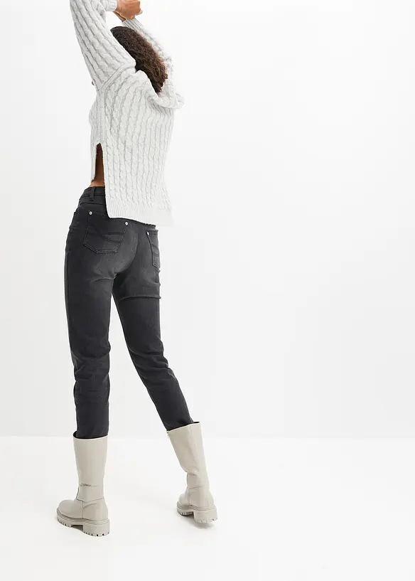 Termo džíny s hebkou vnitřní stranou, Boyfriend, Mid Waist, bonprix