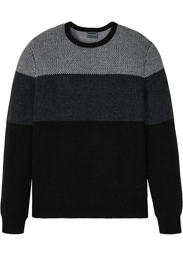 Svetr s kulatým výstřihem, ve stylu colourblocking, bonprix