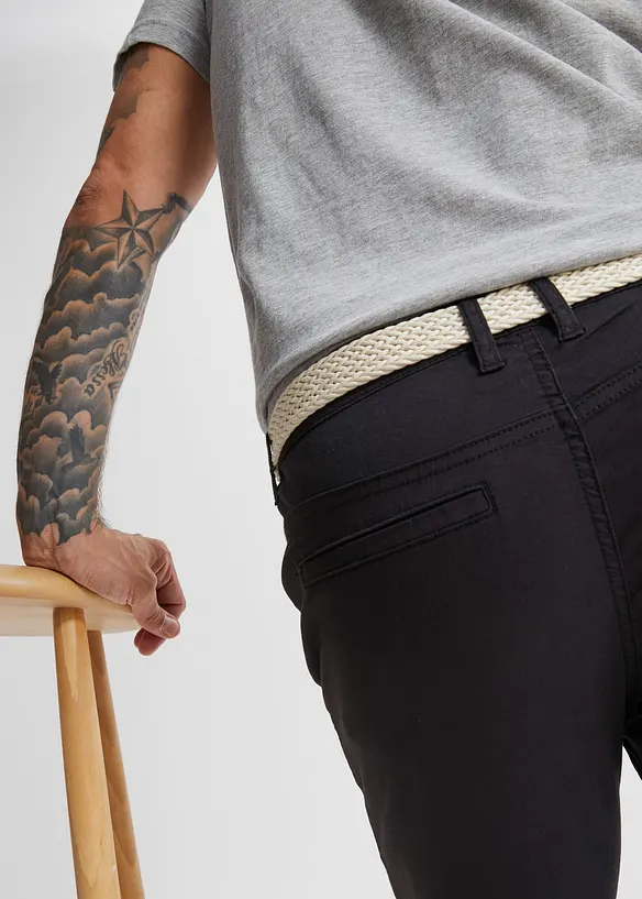Chino kalhoty s pohodlným pasem a opaskem, Regular Fit, Straight, bonprix