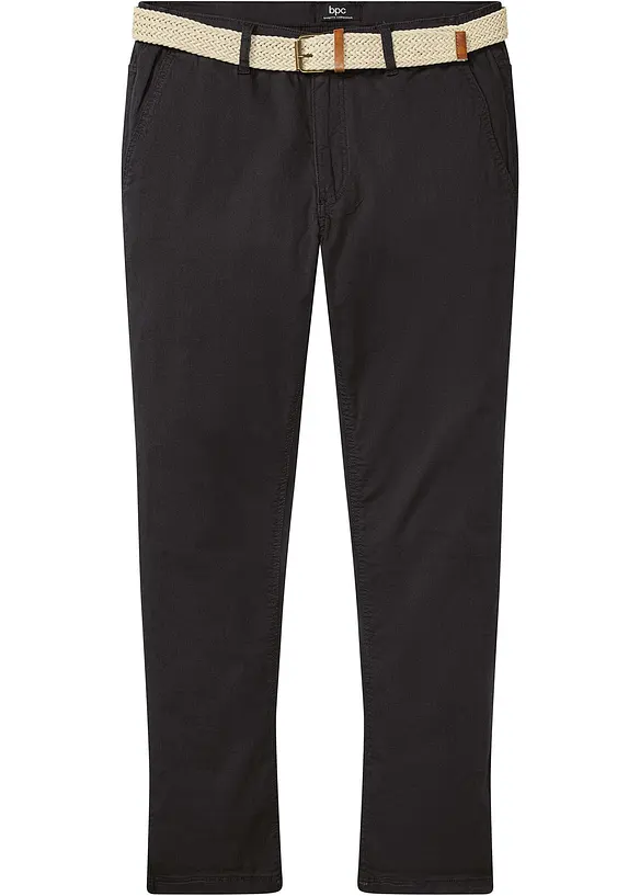Chino kalhoty s pohodlným pasem a opaskem, Regular Fit, Straight, bonprix