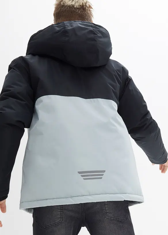 Nepromokavá zimní bunda s barevnými bloky a s kapucí, bonprix