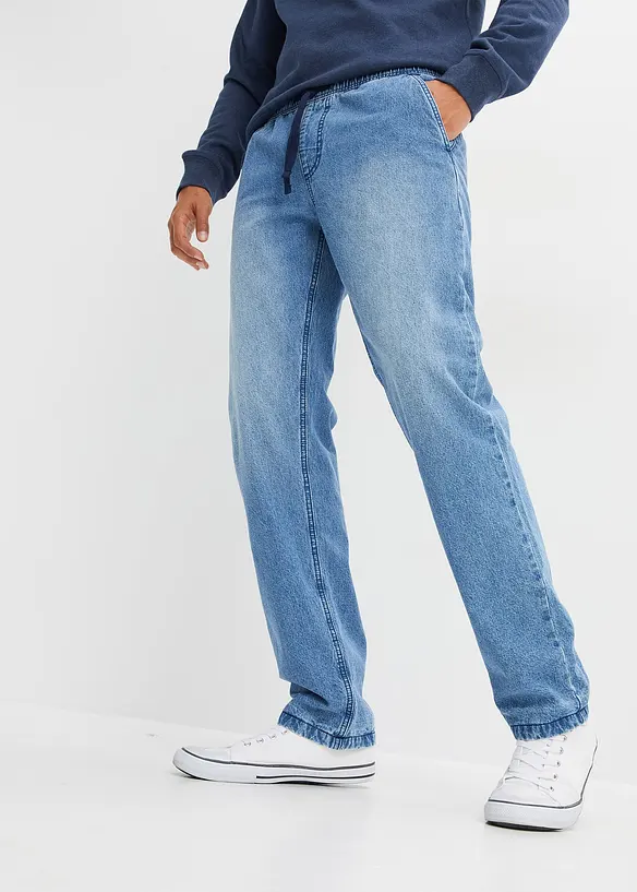 Termo džíny bez zapínání, s flanelovou podšívkou, Regular Fit, Straight, bonprix