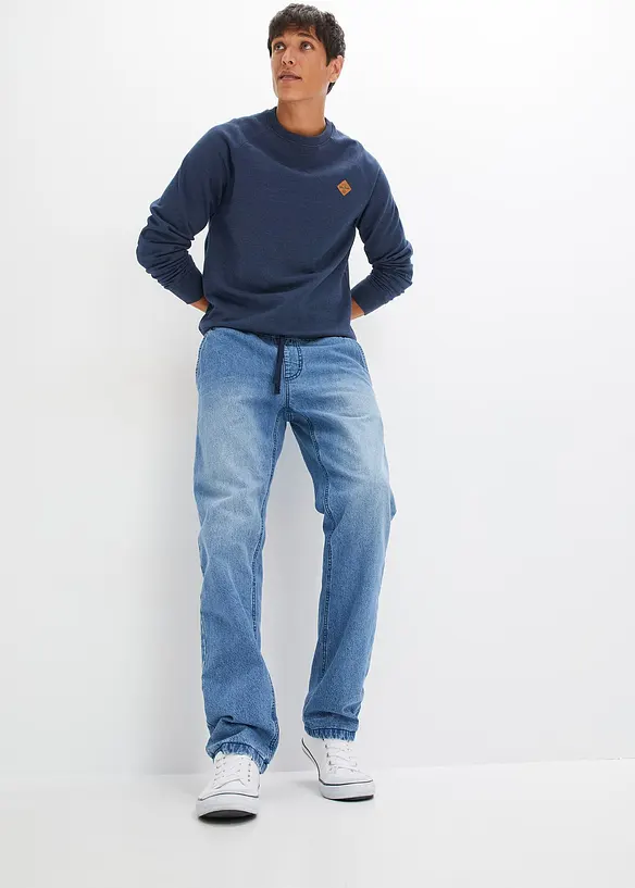 Termo džíny bez zapínání, s flanelovou podšívkou, Regular Fit, Straight, bonprix