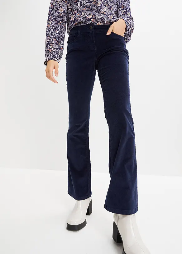 Strečové manšestrové kalhoty, Bootcut, bonprix