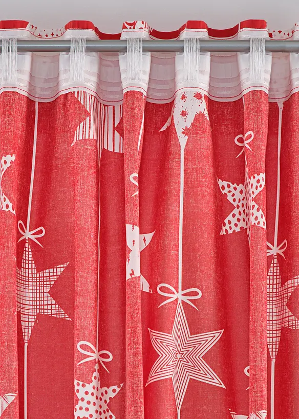 Závěs s potiskem hvězd vč. řasicí úchytky (1 ks), bonprix