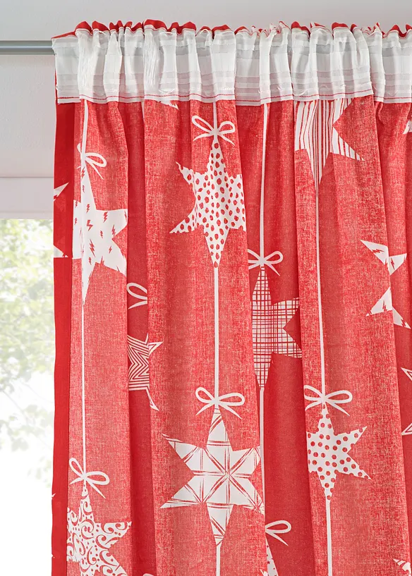 Závěs s potiskem hvězd vč. řasicí úchytky (1 ks), bonprix