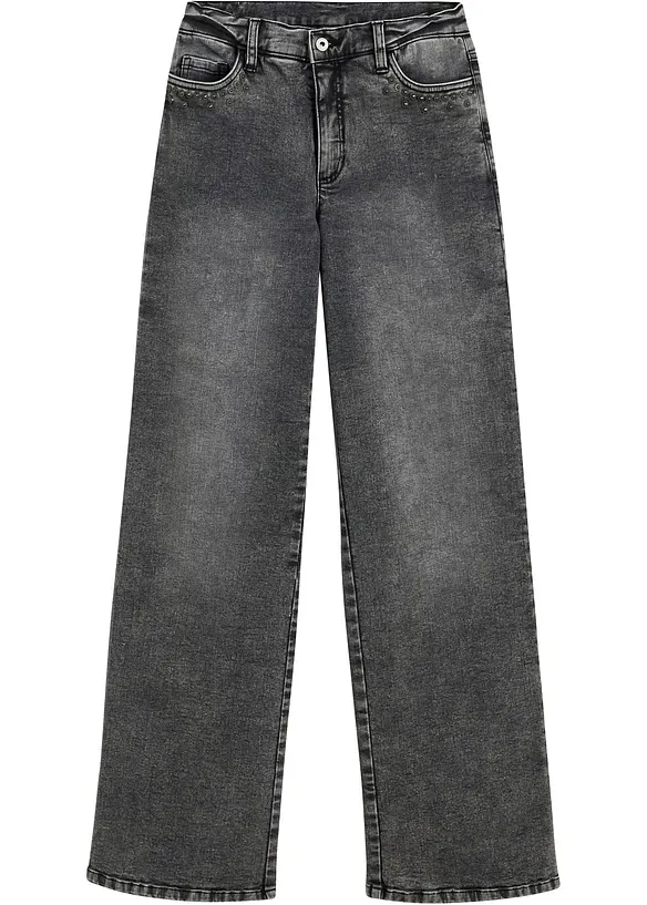 Džíny Wide Leg, High Waist, s nýtky, bonprix