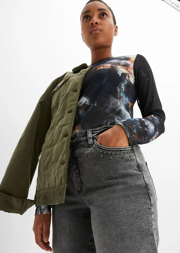Džíny Wide Leg, High Waist, s nýtky, bonprix