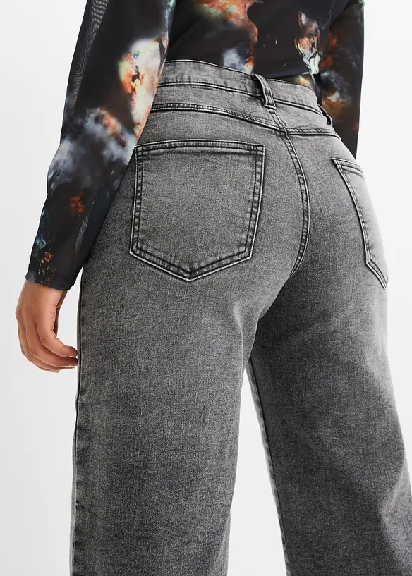 Džíny Wide Leg, High Waist, s nýtky, bonprix