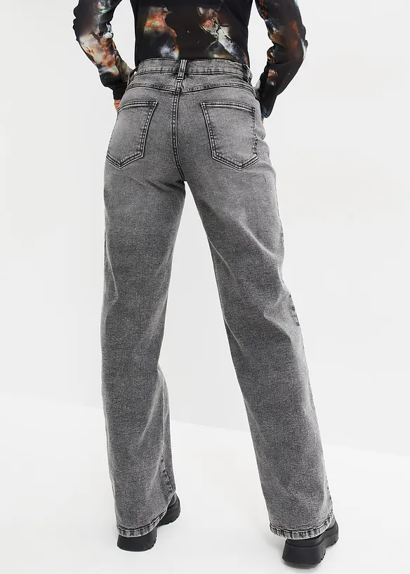 Džíny Wide Leg, High Waist, s nýtky, bonprix