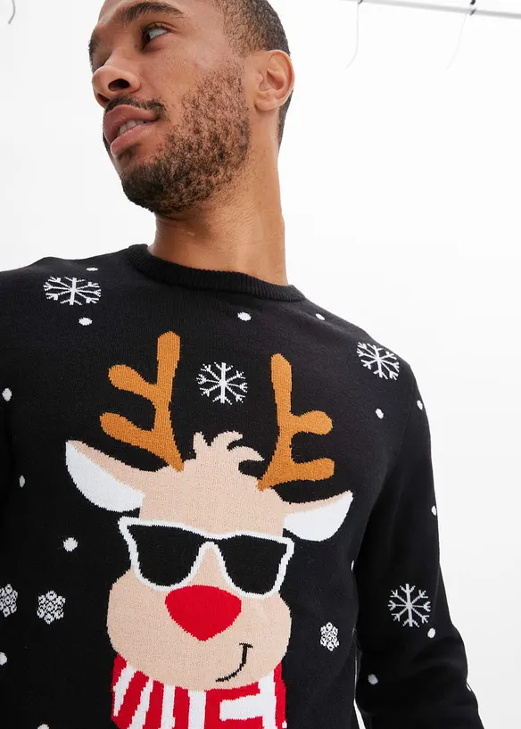 Jemně pleten&yacute; svetr s v&aacute;nočn&iacute;m motivem, bonprix