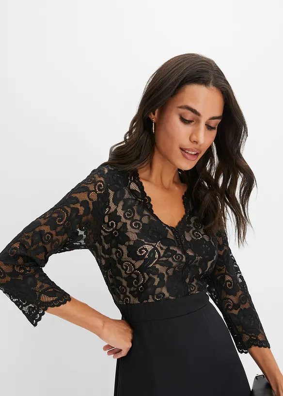 Šifónové šaty s krajkou, bonprix