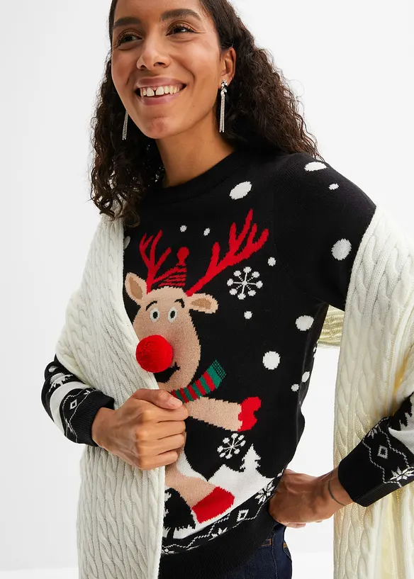 Svetr z jemné pleteniny, s kulatým výstřihem, bonprix