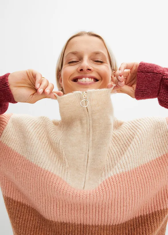 Svetr s límečkem na zip, bonprix