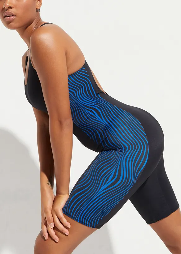 Jednod&iacute;ln&eacute; sportovn&iacute; plavky, rychleschnouc&iacute;, dlouh&eacute; velikosti, s nohavičkou, bonprix