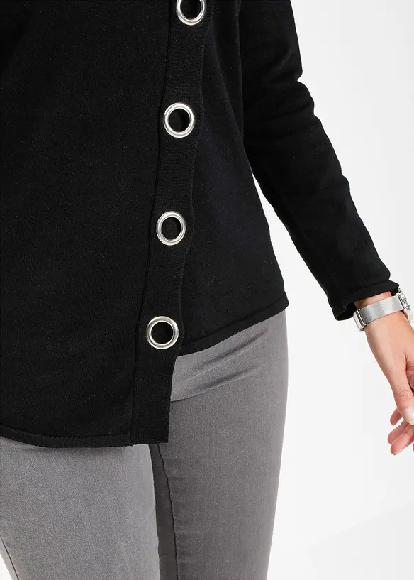 Svetr z jemn&eacute;ho &uacute;plety s ozdobn&yacute;mi n&yacute;ty, bonprix