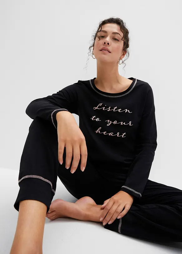 Pyžamo z měkké bavlny s průhmatovými kapsami, bonprix