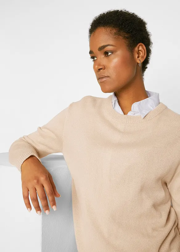 Pletený svetr s kulatým výstřihem, bonprix