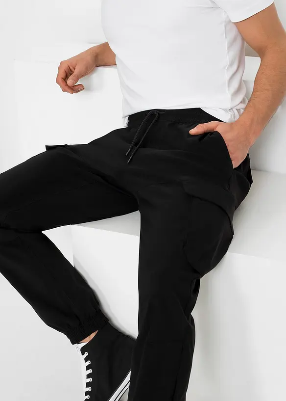 Strečové kalhoty Regular Fit Straight s cargo kapsami, bez zapínání, bonprix
