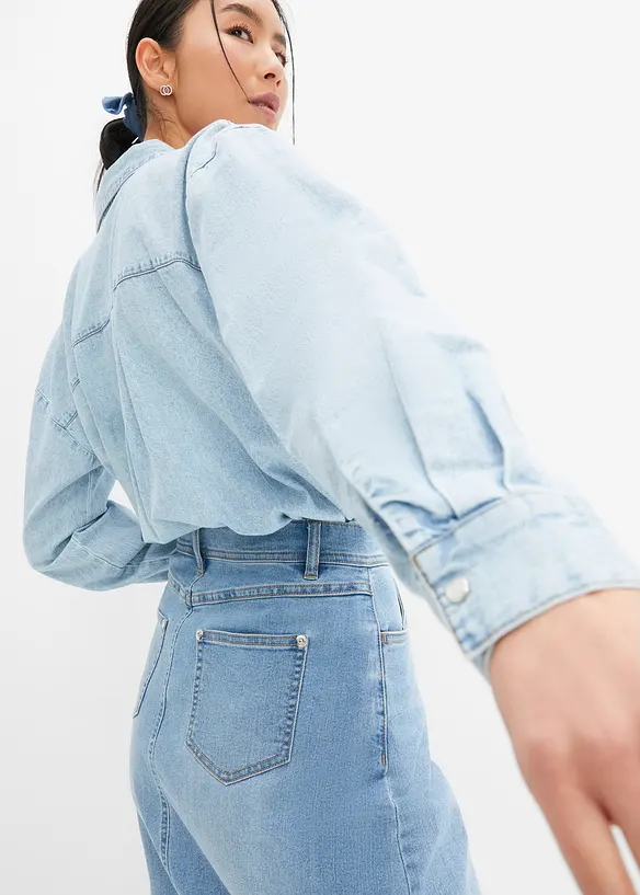 Strečová džínová sukně, High Waist, bonprix
