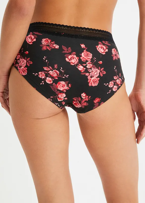 Maxikalhotky (4 ks v balení) s krajkou a organickou bavlnou, bonprix