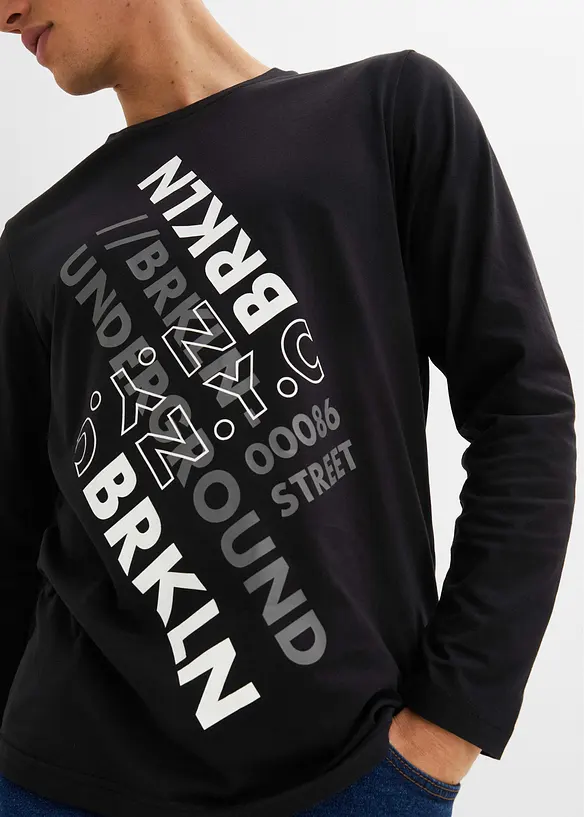 Triko s dlouh&yacute;m ruk&aacute;vem z organick&eacute; bavlny, bonprix