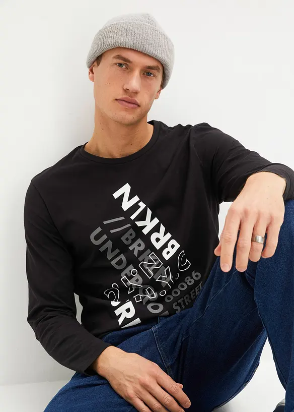 Triko s dlouh&yacute;m ruk&aacute;vem z organick&eacute; bavlny, bonprix