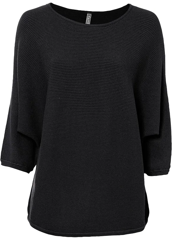 Oversize žebrovaný svetr ze směsi s viskózou, bonprix