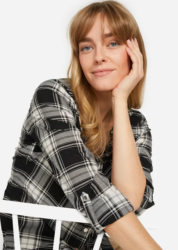 Kostkovaná košilová halenka z čisté bavlny, bonprix