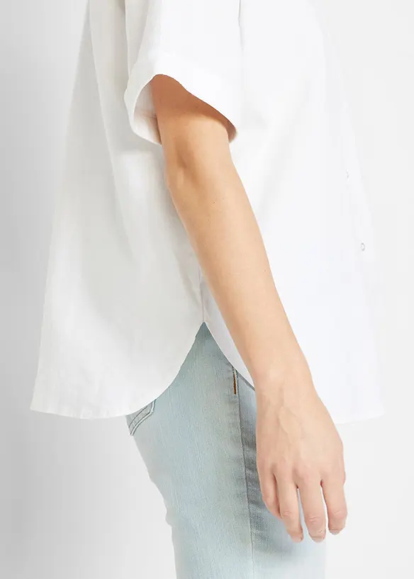 Oversize halenka s polovičními rukávy a lnem, bonprix