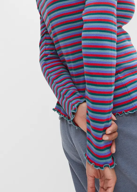 Žebrovan&eacute; proužkovan&eacute; tričko z organick&eacute; bavlny, bonprix