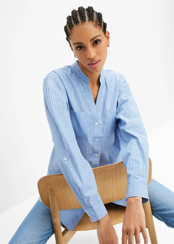 Dlouh&aacute; halenka s ohrnut&yacute;mi ruk&aacute;vy, bonprix