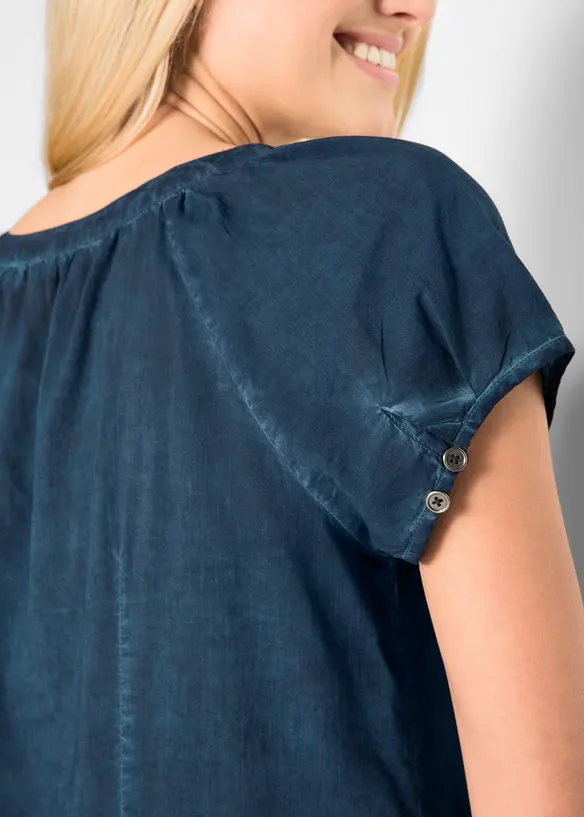 Bavlněná halenka Cold Dyed z udržitelné bavlny, krátký rukáv, bonprix