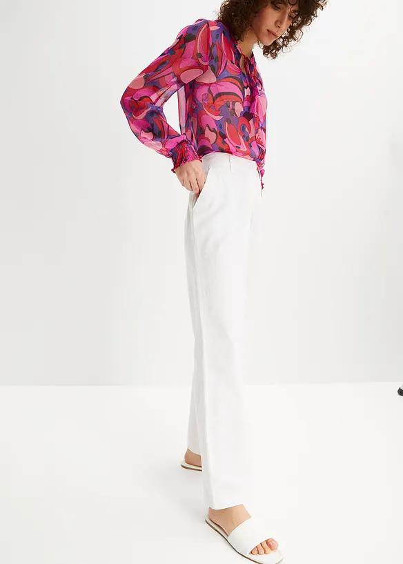 Tkané kalhoty ze směsi lnu a bavlny, bonprix