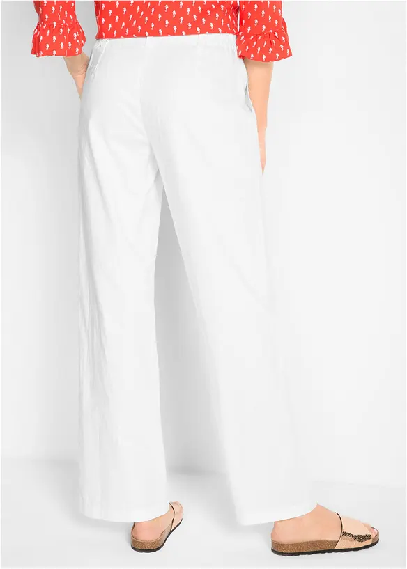 Tkan&eacute; kalhoty ze směsi lnu a bavlny, bonprix