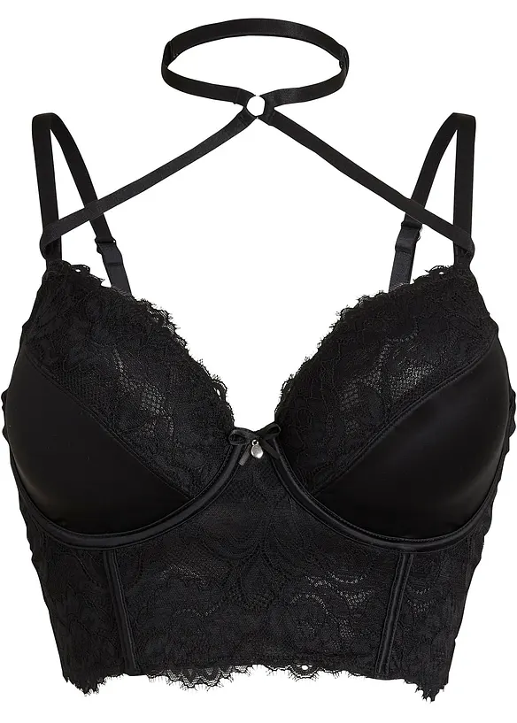 Prodloužená podprsenka s kosticemi a ozdobným páskem kolem krku, BODYFLIRT