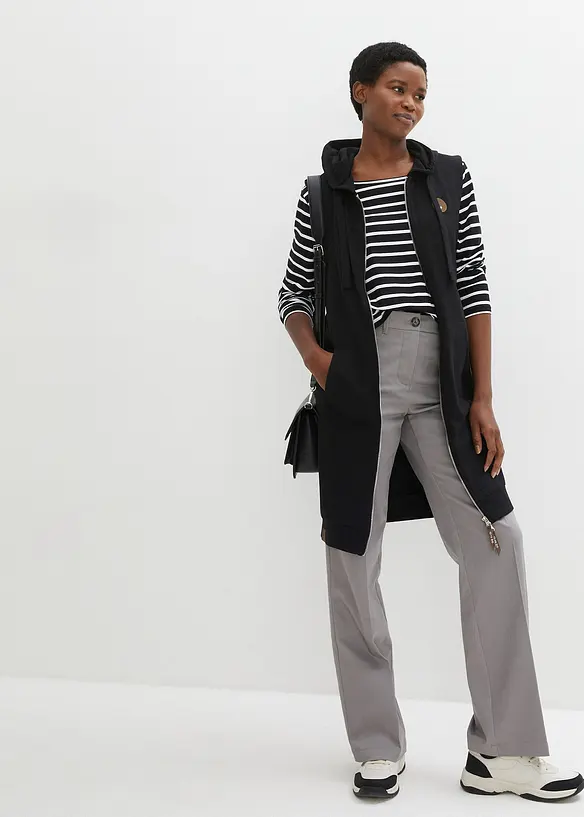 Dlouh&aacute; mikinov&aacute; vesta s kapuc&iacute;, z bavlněn&eacute; směsi, bonprix