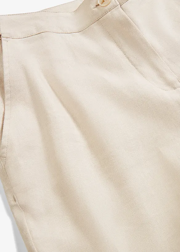 Kalhoty s vysok&yacute;m pasem, ze směsi lnu a visk&oacute;zy, bonprix