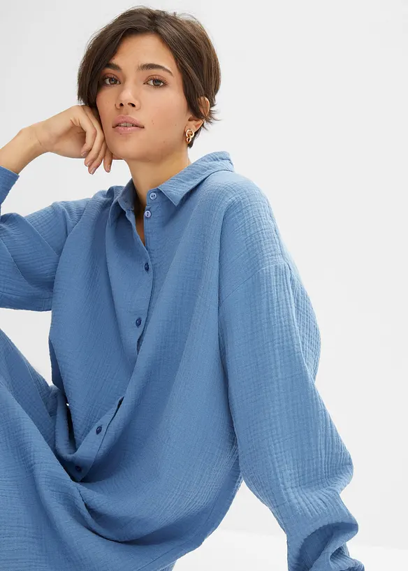 Dlouhá oversize halenka z mušelínu, bonprix