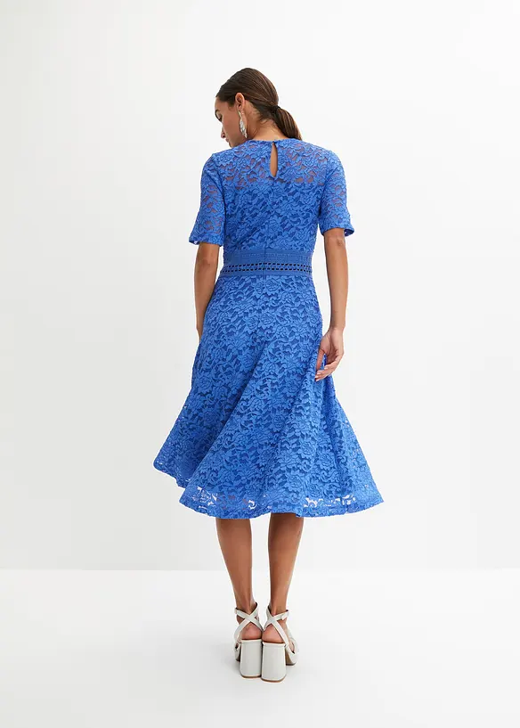 Krajkové midi šaty s háčkovanou vsadkou, bonprix