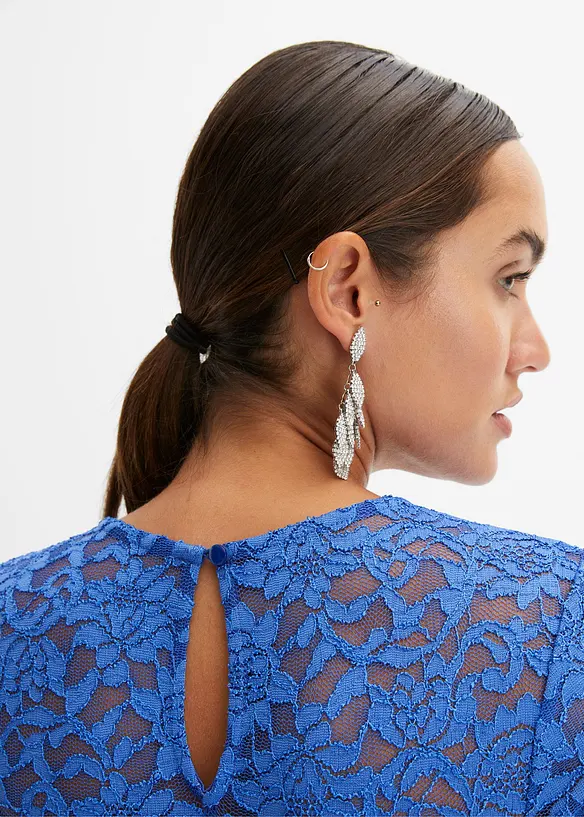 Krajkové midi šaty s háčkovanou vsadkou, bonprix