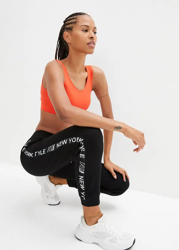 Tepl&aacute;kov&eacute; kalhoty s n&aacute;plety a potiskem, bonprix